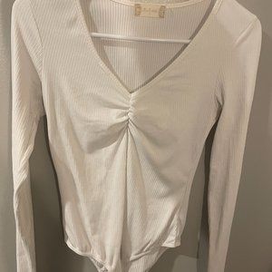 White Ruched Altar'd State Bodysuit